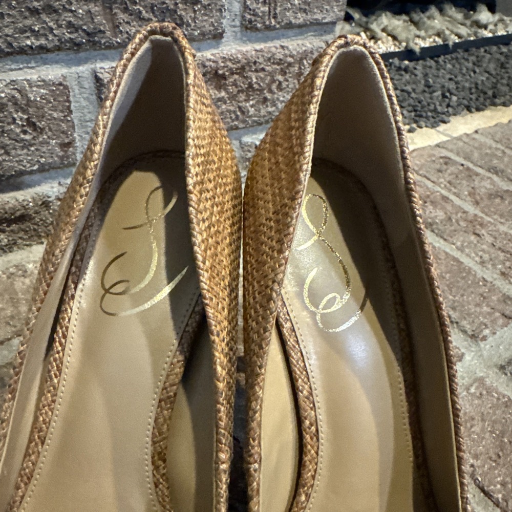 Sam Edelman Hazel Pointed Toe Pump Size 7W Cuoio Basket Weave Brown #329 - Picture 6 of 12